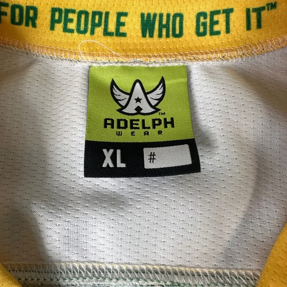 Adelph Wear Uni Watch Hockey Jersey Mens XL Green Yellow Howland 6 Lace Up Neck